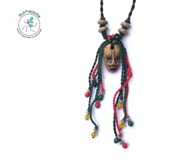 Halskette Maske Africa Jamaica Dreads Amulett Glücksbringer Geschenkidee Rarität