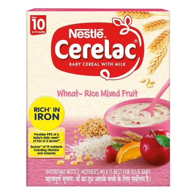 Nestle CERELAC Baby Cereal with Milk, Wheat-Rice Mixed Fruit – From 10 Months,