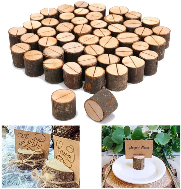 100Pcs Wooden Table Card Holder Number Place Menu Name Stand Wedding Party Decor