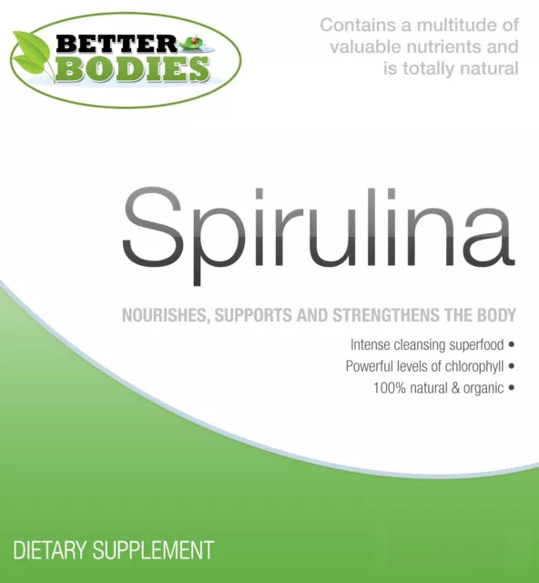 Organique Spiruline Capsules certifié ROYAUME-UNI Greens 500mg 120 / 249 / 360