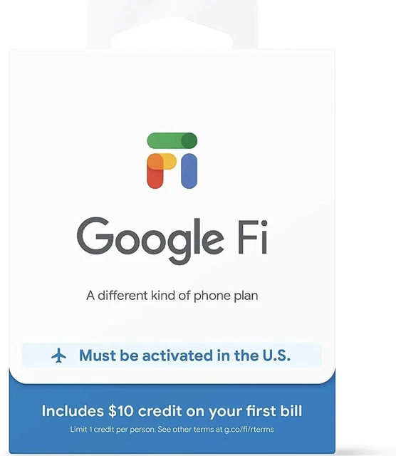 Google Fi SIM Card Kit Phone Olán By Google Includes $10 Credit