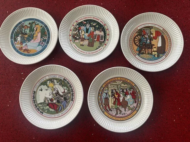 Wedgwood - Childrens Stories Collector Plates -75, 76, 77, 79,80- With booklets