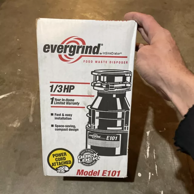 Evergrind E101 Foodwaste Garbage Disposal 1/3HP With Cord!