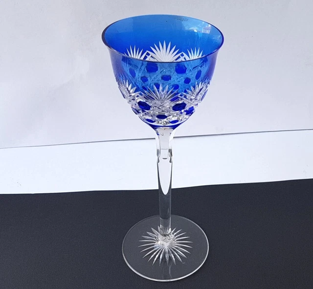 Verre à Vin Verre Cristal Verre Émail Cobalt - Bleu Coupé à la Main L192