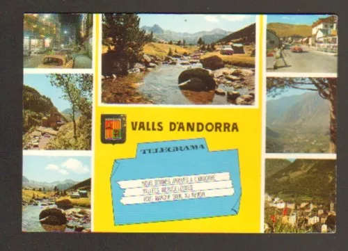 VALLS ANDORRA Telegrama (ANDORRE) VILLAS , FRONTIERE en 1969
