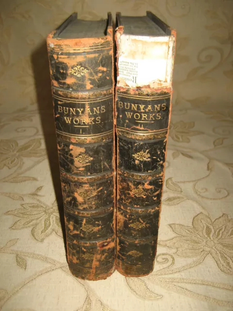 2 Antique Books Of The Pilgrim's Progress, The Holy War, By John Bunyan -1870