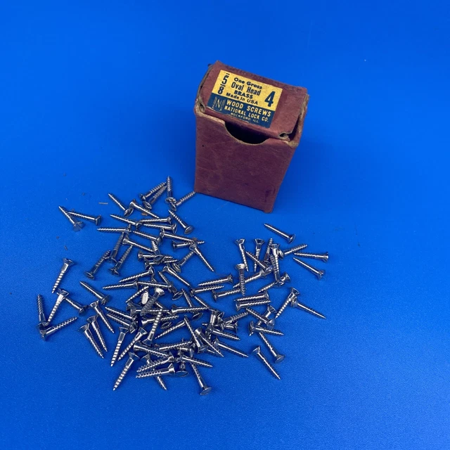 National Lock Co. NOS Vintage Oval Head Wood Screws Brass 90 Quant. 5/8 4