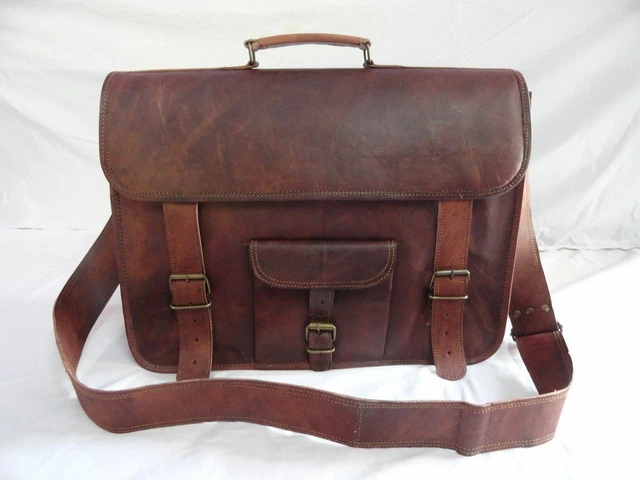 Femme Authentique Vintage Marron Cuir Sacoche Épaule Sac Ordinateur Portable