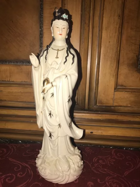 17th / 18th Century Style Porcelain Blanc de Chine Guanyin on Lotus & Sprinkler