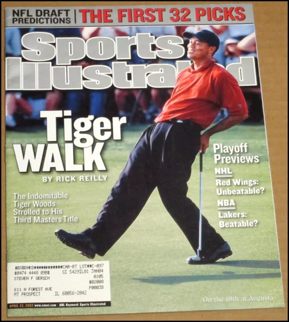 4/22/2002 Sports Illustrated Tiger Woods Wins The Masters Los Angeles Lakers NBA