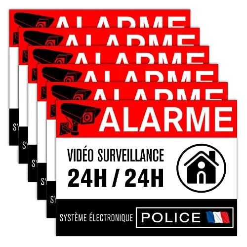 Autocollant alarme maison – Etiquette site sous vidéo surveillance – Stickers...