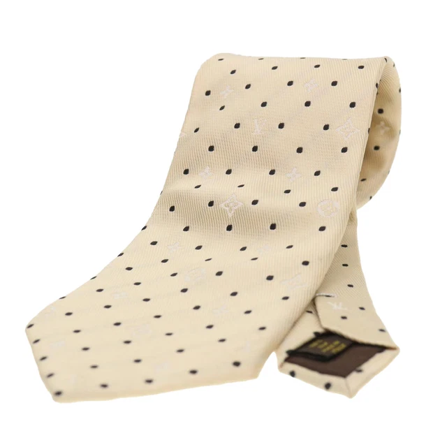 LOUIS VUITTON Necktie Silk Cream LV Auth 39393