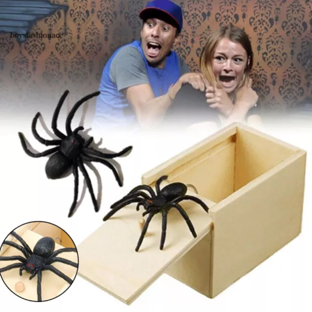 5PCS Spider in a Box Prank-Wooden Scare Box Toy Trick Scary Halloween Props Gift