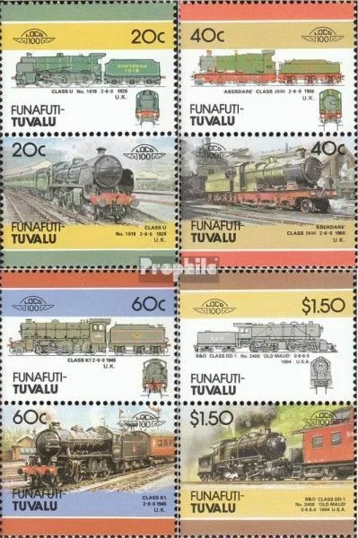 Tuvalu-Funafuti 85-92 parejas (edición completa) nuevo 1986 locomotora