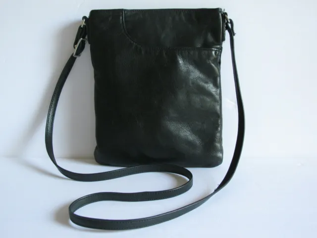 Margot Black Genuine Leather Crossbody Adjustable Strap Shoulder Bag Purse