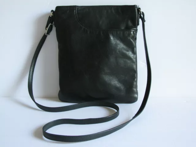 Margot Black Genuine Leather Crossbody Adjustable Strap Shoulder Bag Purse
