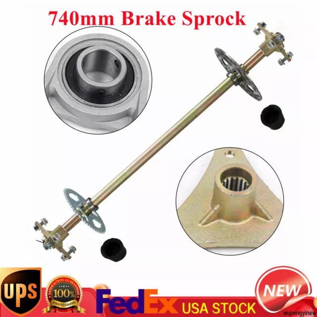 REAR AXLE SHAFT Kit with Brake Assembly Chain For Rebuild Go Kart ATV