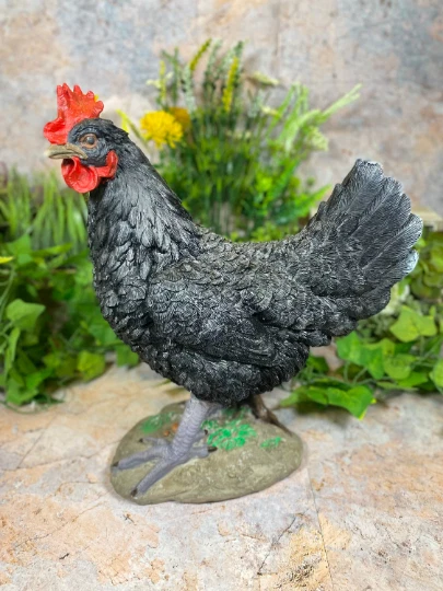 Großes Huhn Gartenornament Statue Hahnfigur Harz Rasen Terrassenskulptur