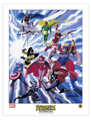 Avengers Earth's Mightiest Heroes Lithograph Alex Ross Art Marvel Comics New