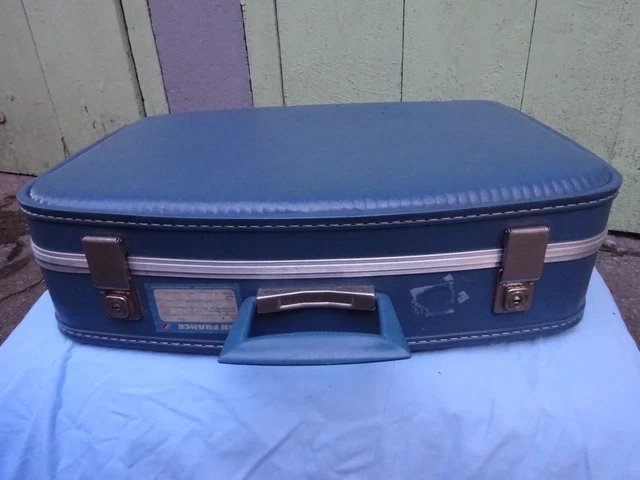 Valise Ancienne Joli  Bleu  VINTAGE VOYAGE HÔTESSE D'AVION DÉCO RÉTRO  1960-1970