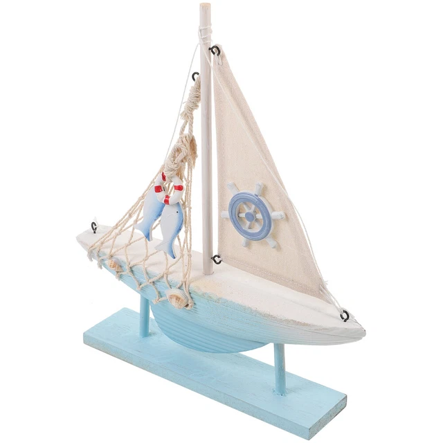 Molinka Lot de 6 voiliers en bois - Modèle bateau à voile, bateau avec filet de pêche, étoile en bois - Décoration maritime Molinka Lot de 6 voiliers en bois - Modèle bateau à voile, bateau avec filet de pêche, étoile en bois - Décoration maritime