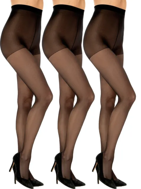 SENTELEGRI Vanessa 3 Pairs Women's Sheer Tights 15 Denier -Sizes S,M,L,XL,XXL