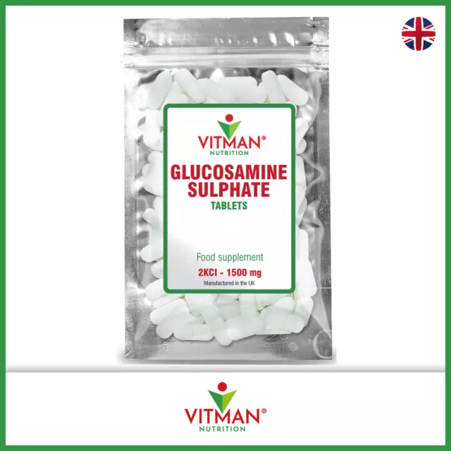 Glucosaminsulfat 2KCL 1500 mg 90 starke Gelenk- & Knochenstütztabletten - VitMan