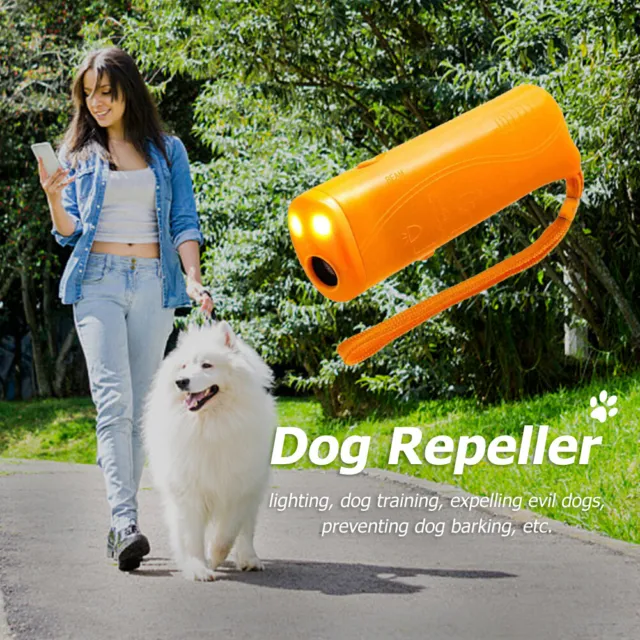 Repelente ultrasónico para perros plástico con linterna LED para accesorios para mascotas (amarillo)