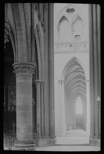 COUTANCES KATHEDRALE AUS CHOR FRANKREICH DATIERT 1912 FOTO magische Laterne Folie