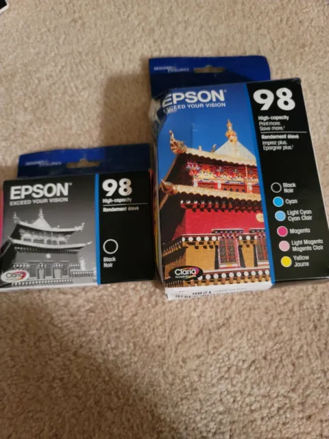 Epson 98 lot Claria Ink Cartridges 6 Pack and black high capacity inks