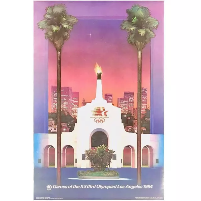 original 1984 Los Angeles Olympic Games 22x34 Olympiad LA Coliseum poster New