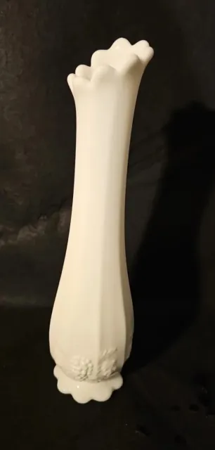 Westmoreland Milk Glass Paneled Grape Stretch Vase 11" Very Good Condition
