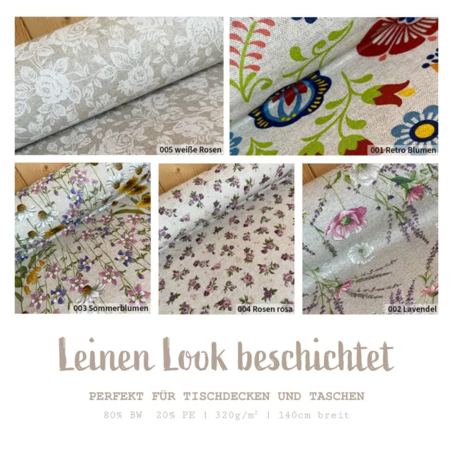 Leinen Look beschichteter Baumwollstoff - Teflon Stoff Meterware *Ab 50cm