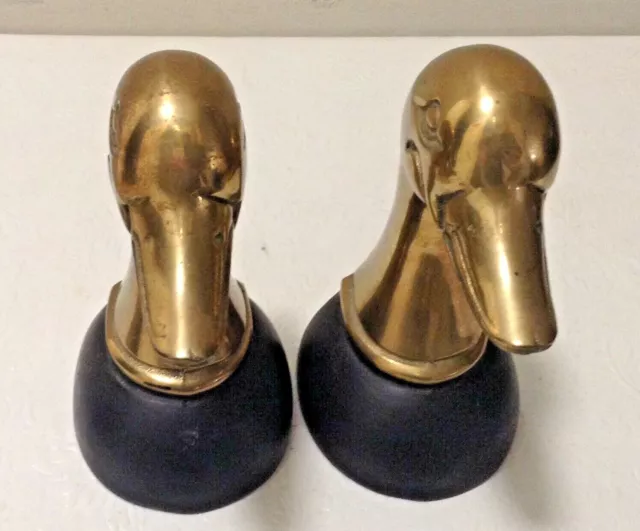 Old Vtg BRASS GOOSE DUCK WILDLIFE BOOK ENDS BOOKENDS DECORATIVE COLLECTIBLES 2