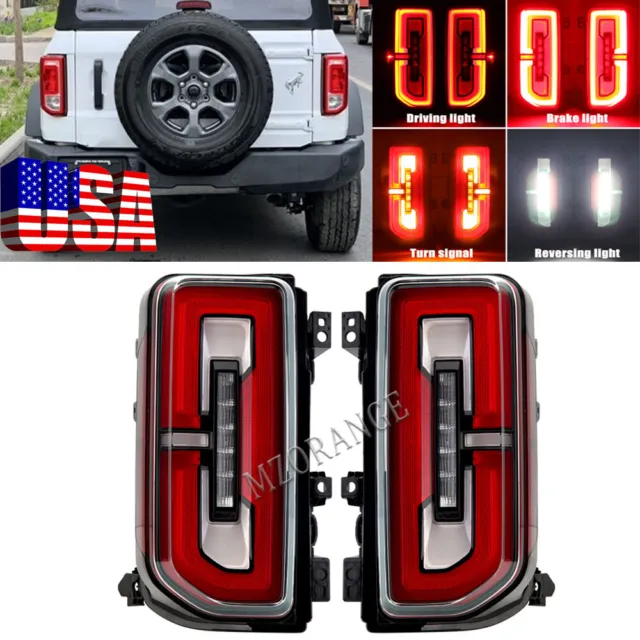 Pair Red Lens Tail Light Lamp Assembly Brake For Ford Bronco 2021 2022 2023 FAST