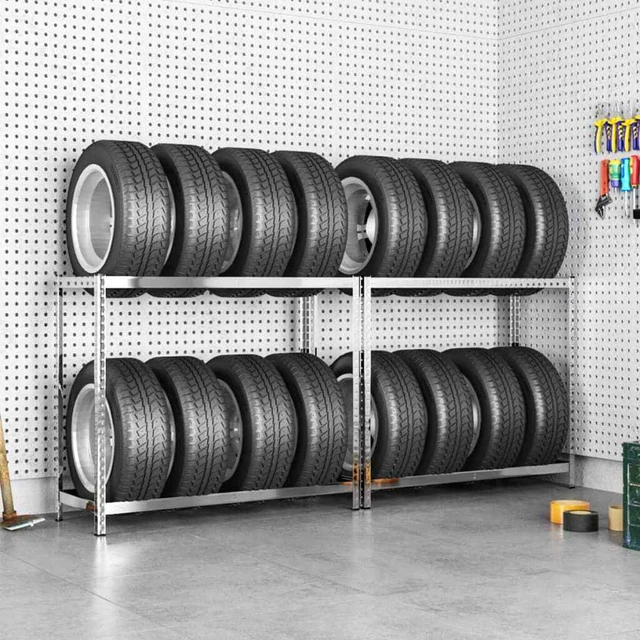Estanterías de neumáticos 2 niveles 2 uds acero 110x40x110 cm vidaXL