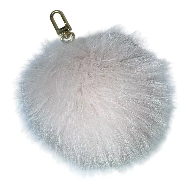 Louis Vuitton Authentic Metal Fur Black Fuzzy bubble Key Chain Bag Charm  Auth LV