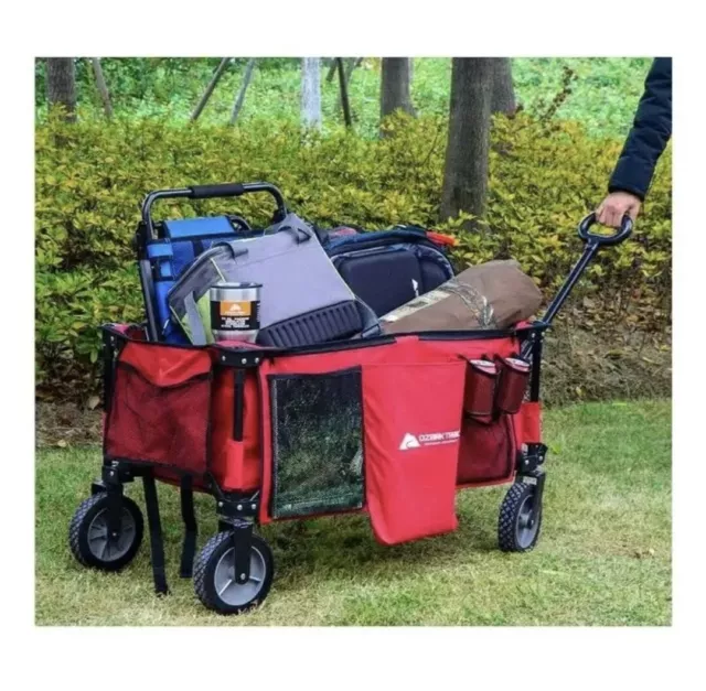 Ozark Trail Camping Utility Wagon with Tailgate Extension Handle Red Brand New!