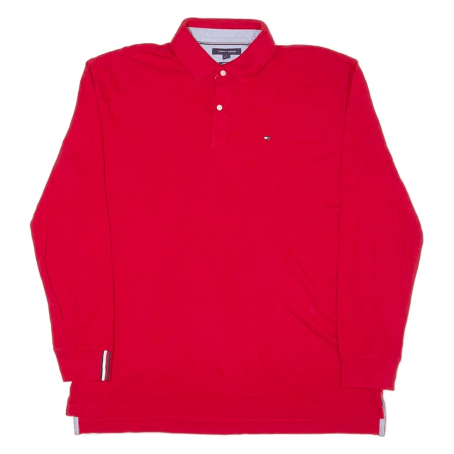 Polo Shirt Tommy Hilfiger Classic Fit rossa manica lunga da uomo XL