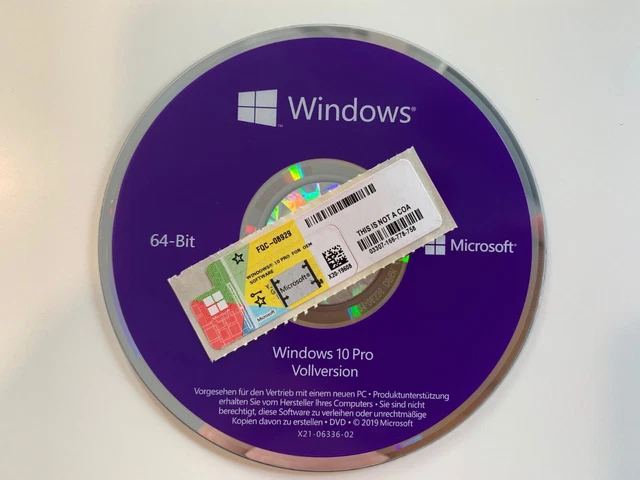 MICROSOFT WINDOWS 10 Pro - Key - 32/64 Bit - 1 Produktschlüssel DVD EUR ...