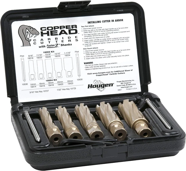 18002 Copperhead Carbide Annular Cutter Kit 9/16, 11/16, 13/16, 15/16, 1-1/16" 2