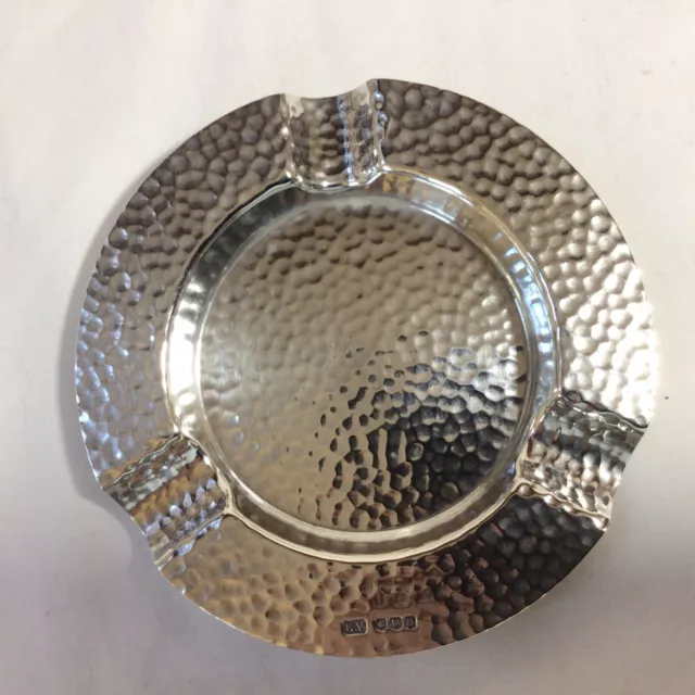 1937 Solid Silver Emile Viner Planished (hammered) Ash Tray 76g.