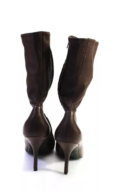 ROBERTO CAVALLI WOMENS Leather Pointed Toe Heeled Mid-Calf Boots Brown ...