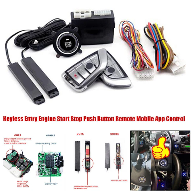 Car SUV Keyless Entry Engine Start Alarm System Push Button Remote Starter w/Key