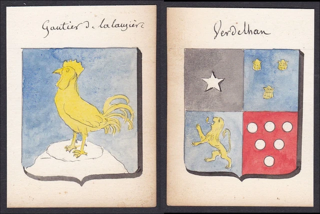 Verdelhan Gautier De La Lauziere Francia Escudo Abrigo De Arms Acuarela