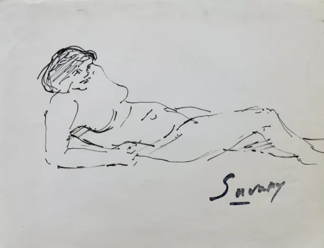 Robert savary-Dibujo Original-Fieltro-Desnudo 73