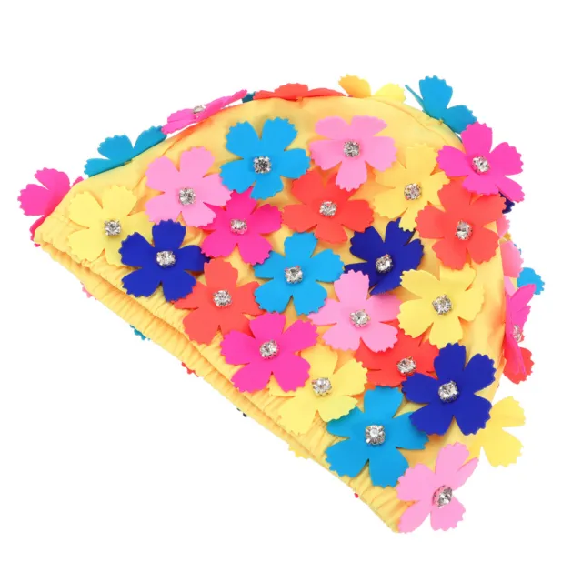 Kids Hats Long Hair Swim Cap Simulation Flower Petal Shower Decorate