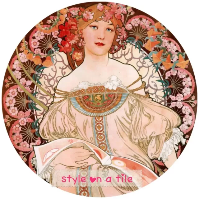 Jugendstil Alphonse Mucha Moet Champagner Dame Rundgetränke Untersetzer Matte Auflage