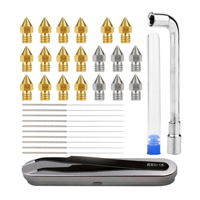 Cleaning Kit 0.4mm Printer Nozzle Esd Tweezers Socket Wrench Set Accessories