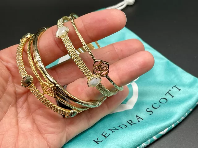 Kendra Scott Set of 5 Gold Bangle Bracelets, With Stone Sets 3